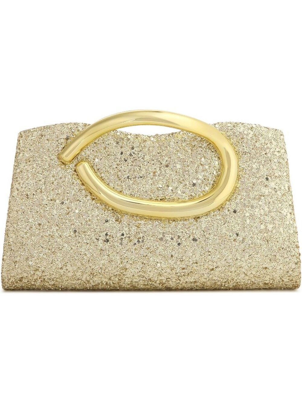 Women's Glitter Gold Vegan Leather Clutch Gold Handle Formal Evening Purse Bag